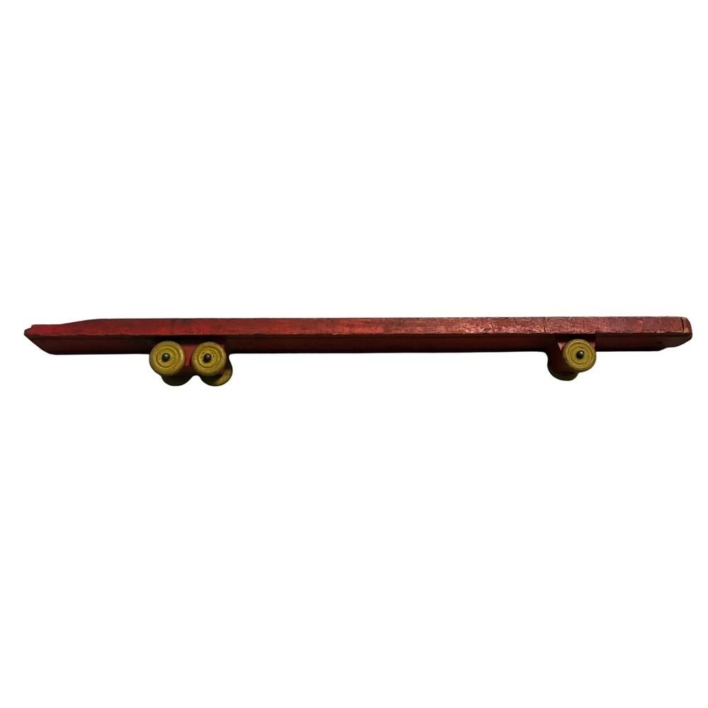 Strombecker No. 213 Vintage Wooden Auto Carrier Trailer Red Yellow Wheels 1920s